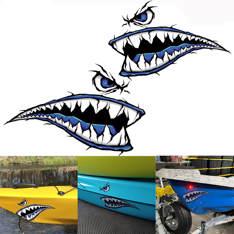 2PCS Shark Teeth Mouth Boat St – обзор и цена Fishing Kayak Sit On Top